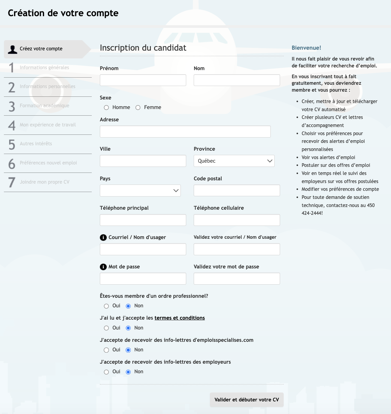 Remplissez votre CV automatisé sur emploisenaeronautique.com!